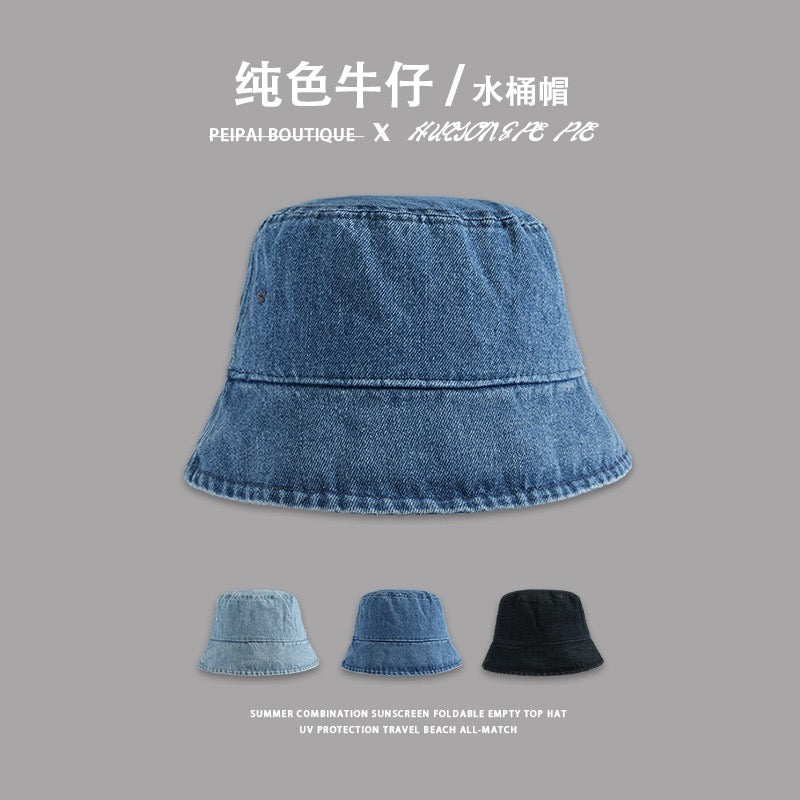 新款牛仔渔夫帽户外出行盆帽遮阳帽女款