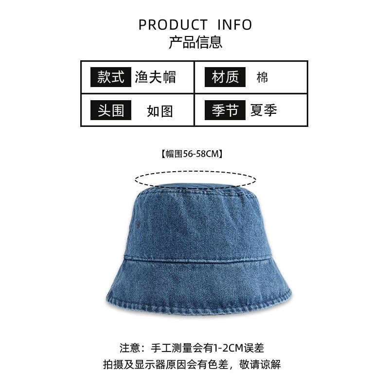 新款牛仔渔夫帽户外出行盆帽遮阳帽女款