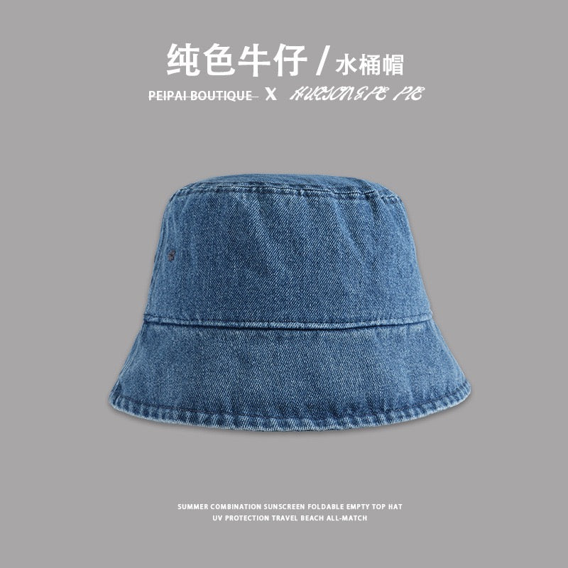 新款牛仔渔夫帽户外出行盆帽遮阳帽女款