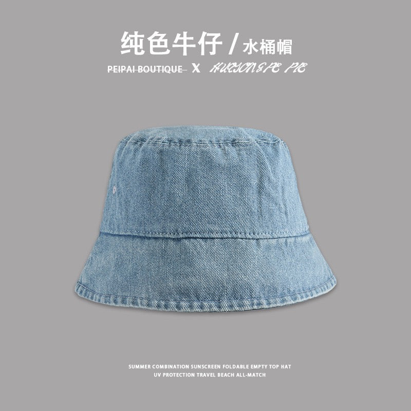 New Denim Bucket Hat Outdoor Sun Hat for Women
