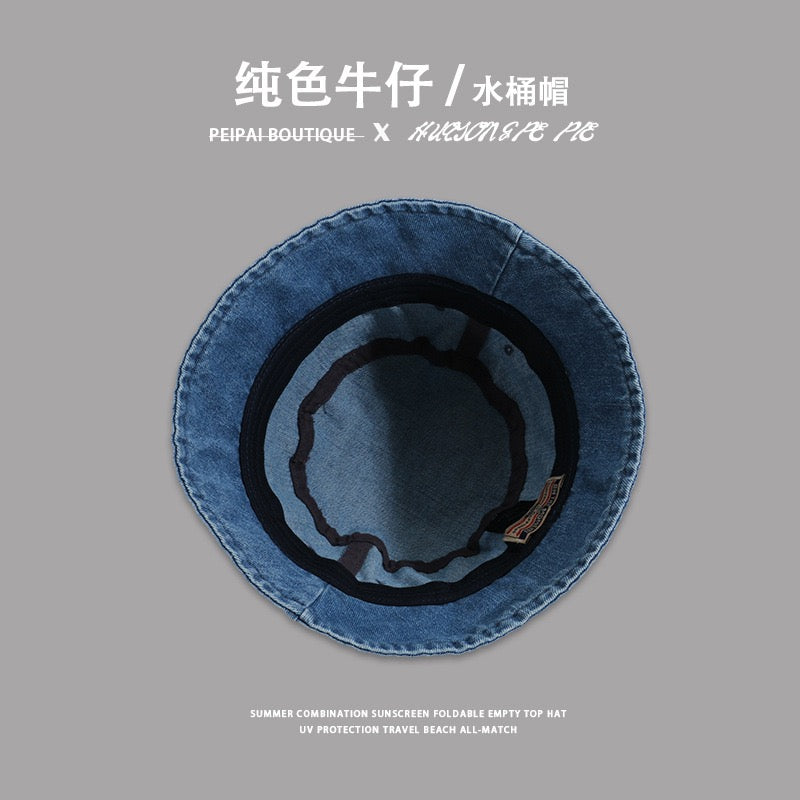 New Denim Bucket Hat Outdoor Sun Hat for Women