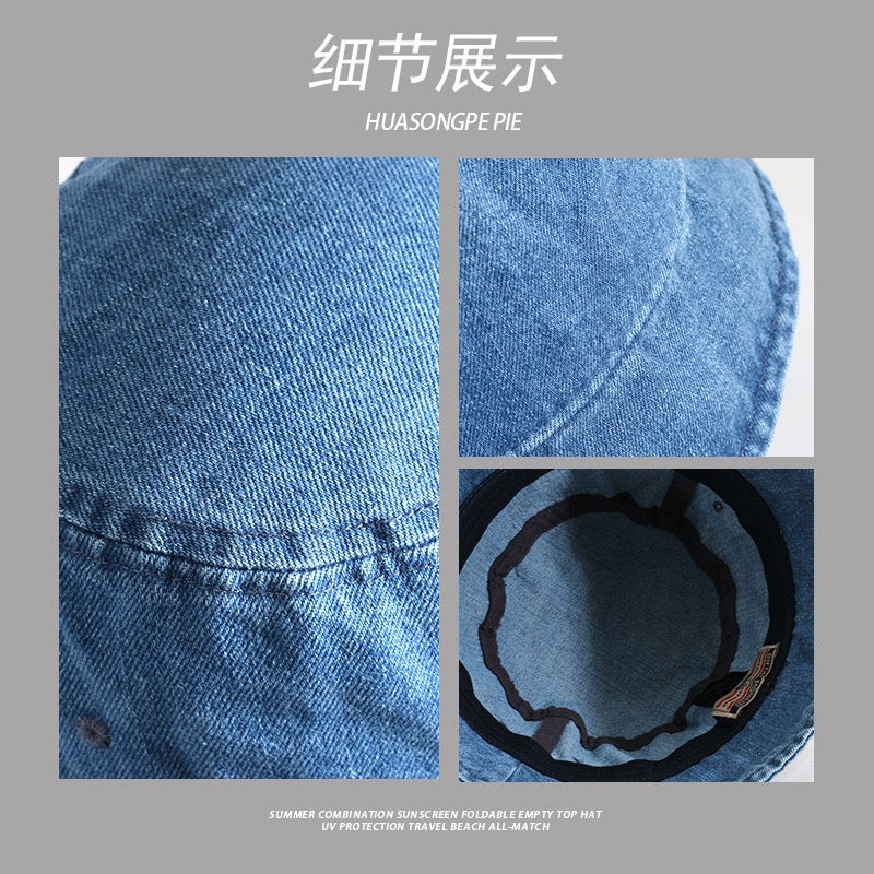 New Denim Bucket Hat Outdoor Sun Hat for Women